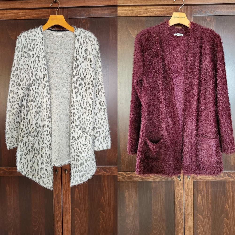 Maurices Gray Leopard and Burgundy Cardigans